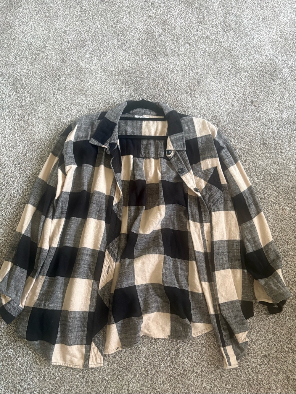 Beige and Black Buffalo Check Shirt Jacket
